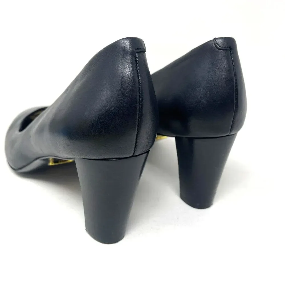 Ralph Lauren Black Leather 3” Pumps Block Heels Women’s Size 8M *Excellent - Picture 4 of 9